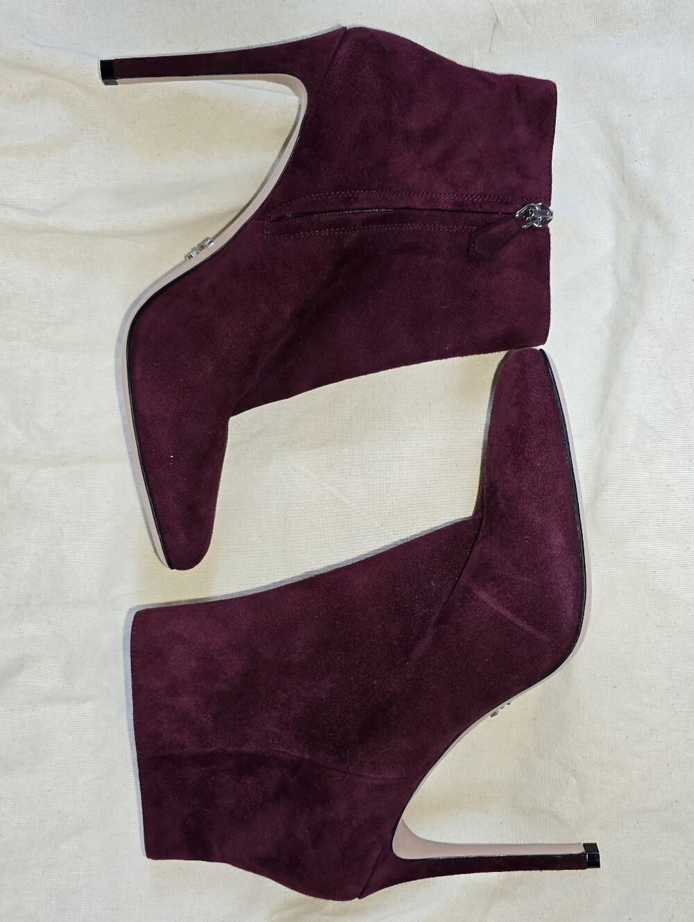 Prada Burgundy Suede Pointed-Toe Stiletto Ankle Boots Womens Size 40